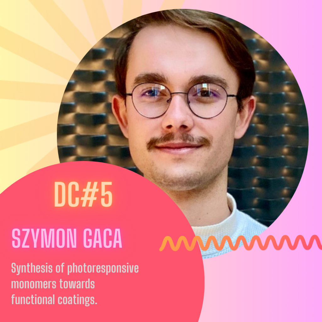 photo of SZYMON_GACA , description text of his Synthesis of photoresponsive monomers towards functional coatings