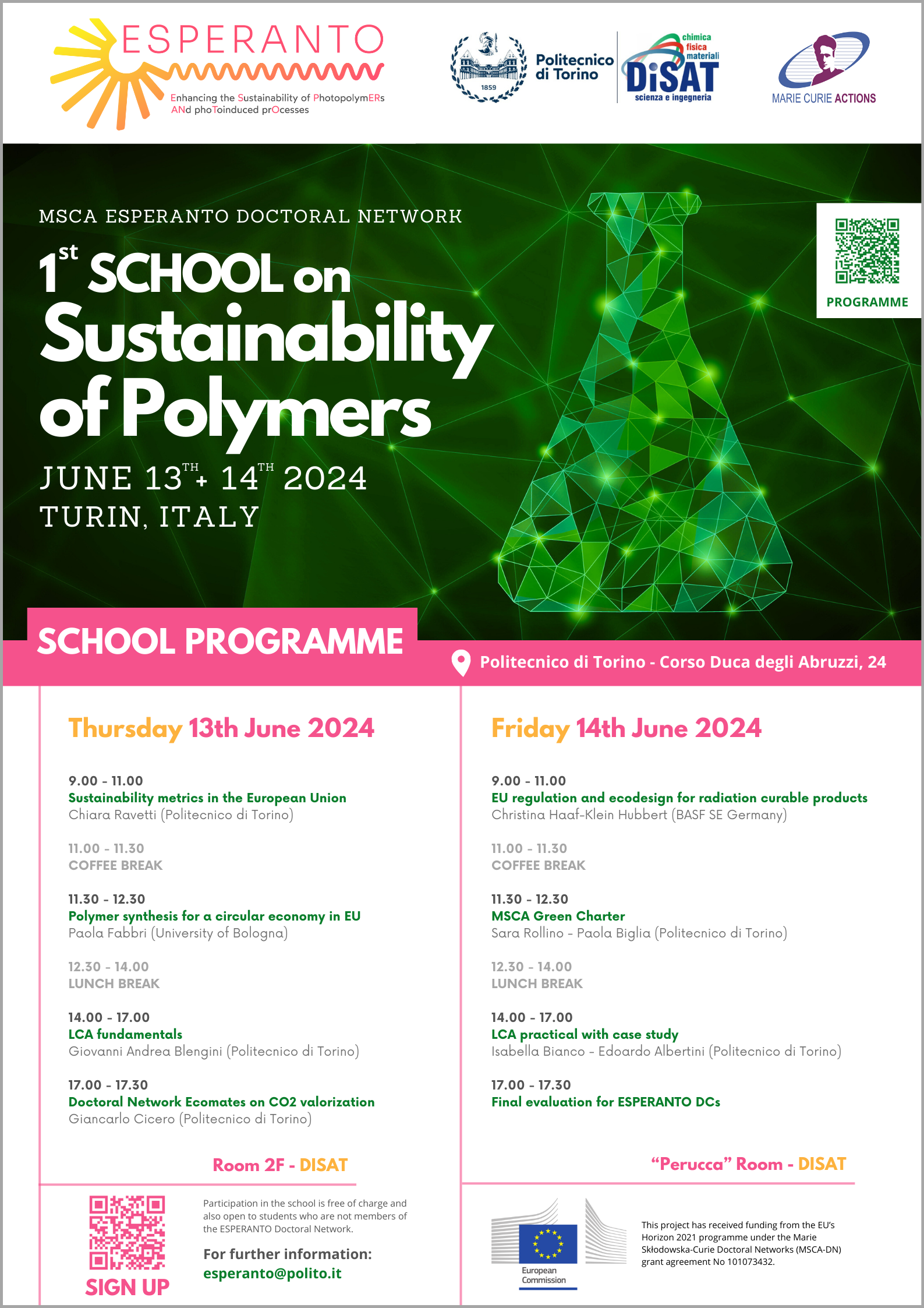 1st school on sustainability af polymers programme