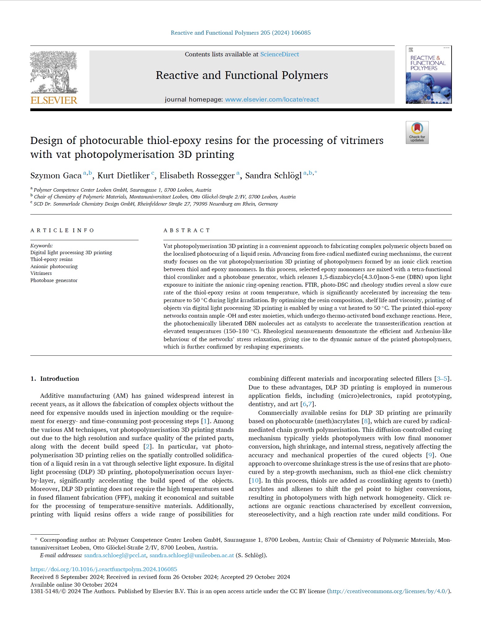 link to Reactive and Functional Polymers download